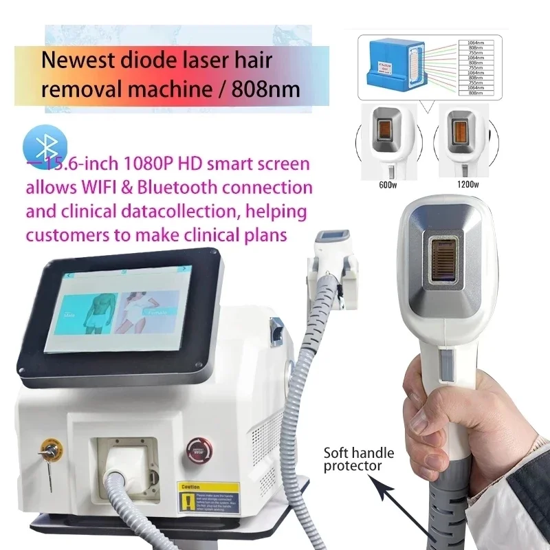 Portable 808nm Diode Laser Hair Removal Machine Handle With Screen Crush Hair Follicles Permanent Hair Removal Beauty Epilator