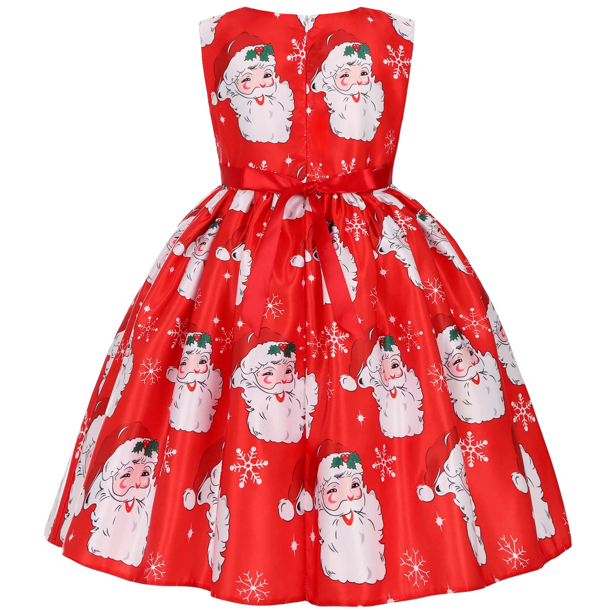 25 New Girl Dress Santa Claus Snow Child Dress cartoon Print Princess Dress Christmas Costume Ins