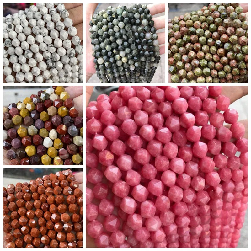8mm doğal taş Faceted kesim açı şekli kaplan gözü Agates kristal aquadağınık boncuklar 38mm 1 Strand sk173