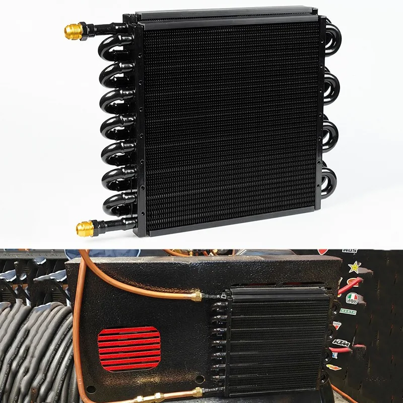 Universal Aluminium Alloy Transmission Cooler AN8 Double-layer Transmission Oil Cooler Channel Tube Frame Protection Accessory