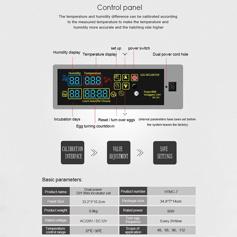 HTMC-7 Egg Intelligent Incubator Controller High Quality Multifunctional Automatic Digital Incubator Controller,EU Plug