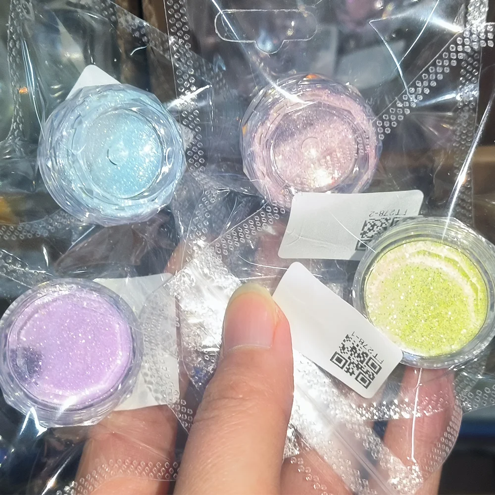 1Box Aurora Fairy Nail Art Pulver Gelb/Rosa/Lila/Blau Sparkly Magic Mirror Chrom Pigment Hochglanz Maniküre Glitzerstaub *