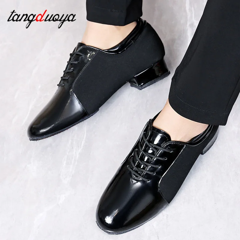 Zapatos de baile estándar para hombre, calzado de salón transpirable de tacón bajo, suela suave, zapatos de práctica de Tango, calzado deportivo de baile moderno