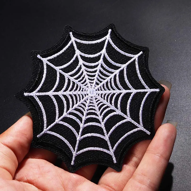 Fine Punk Spider web size: 8.5 * 8.2CM Patches Iron On Embroidered Appliques Sewing On  Clothes Sticker