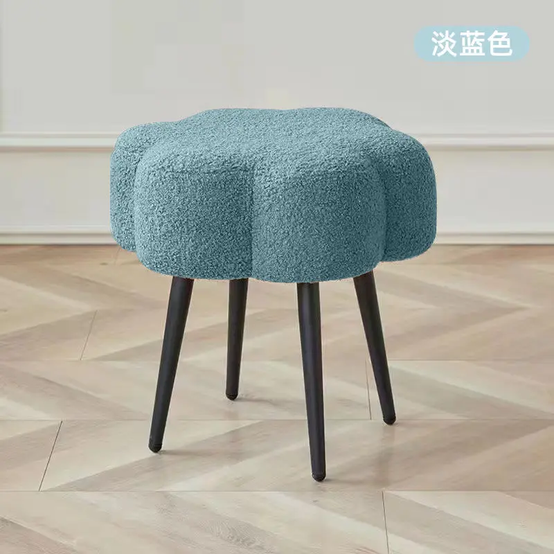 Lamb velvet cloud dressing stool, bedroom dressing stool, living room  flower stool, nail art stool, Nordic  shoe changing stool