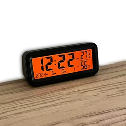 Car Solar Powered Clock Universal Auto Dashboard Digital Clock Thermometer Hygrometer Mini Self-Adhesive Clock For Car Interior