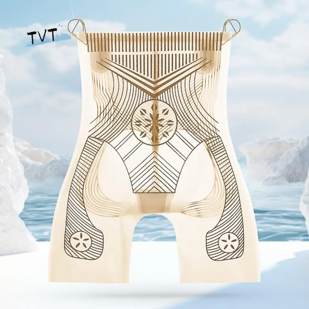 

High Waist Ice Silk Girdle Panties Shapewear Trouser Legs Slimming Shapers Seamless Waist Trainer Lace Floral Briefs Women