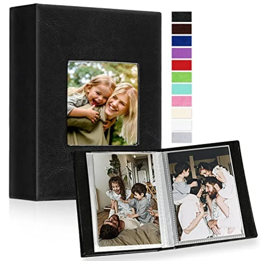 Photo Album 4x6 50 Pockets 2 Packs, Small Mini Capacity Leather Photo Albums, Each Pack Holds 50 Top Loader Vertical Only Pictu