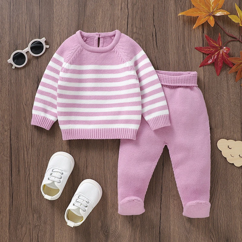 Baby Clothes Set Knit Infant Sweater+Trousers Leggings 2PC Outfit Newborn Girl Boy Long Sleeve Pullover+Pants Warm Autumn Winter