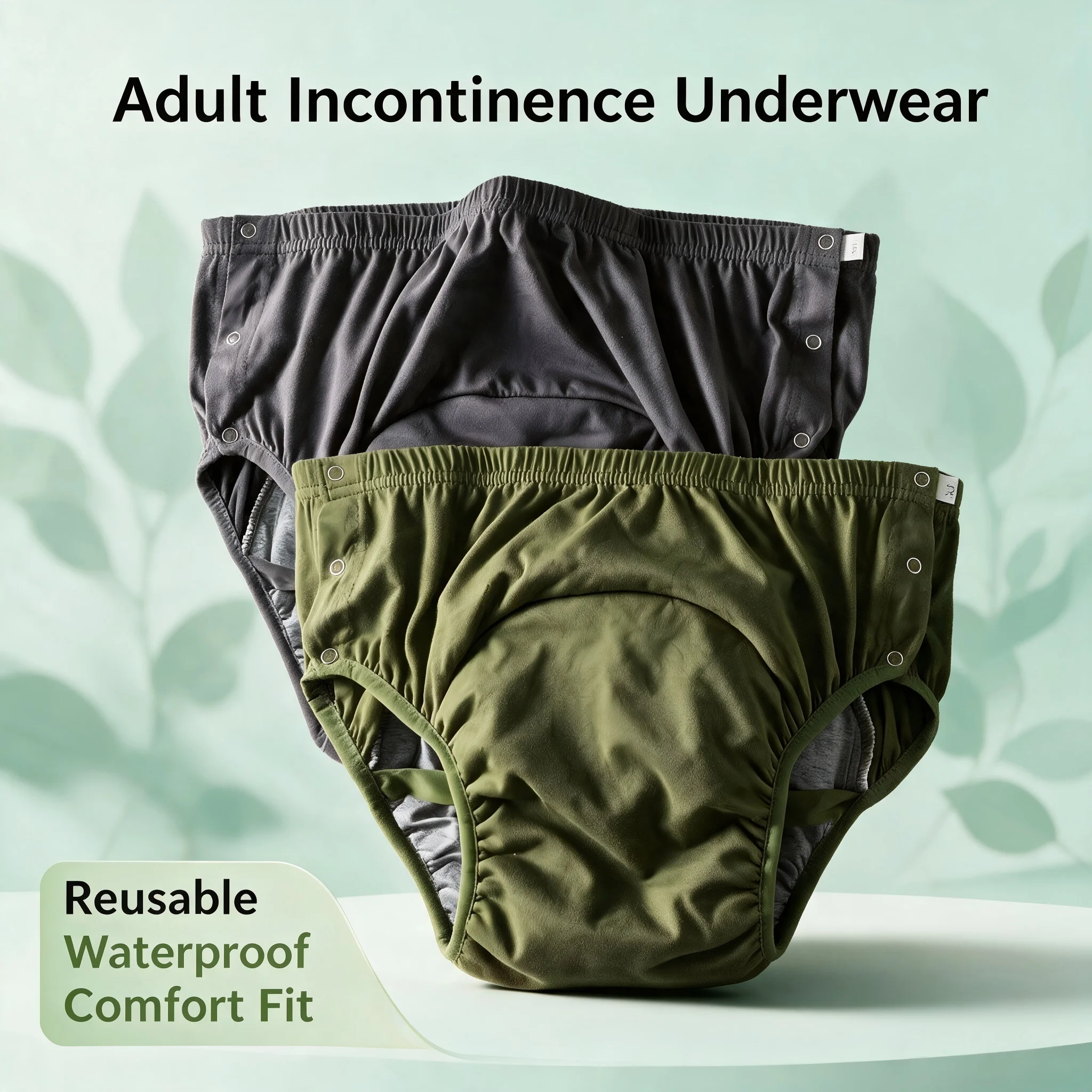 Washable Pure Cotton Adult Pull-Up Diaper Pants, Side-Snap Anti-Leakage Skin-Friendly Incontinence Underwear For The Elderly