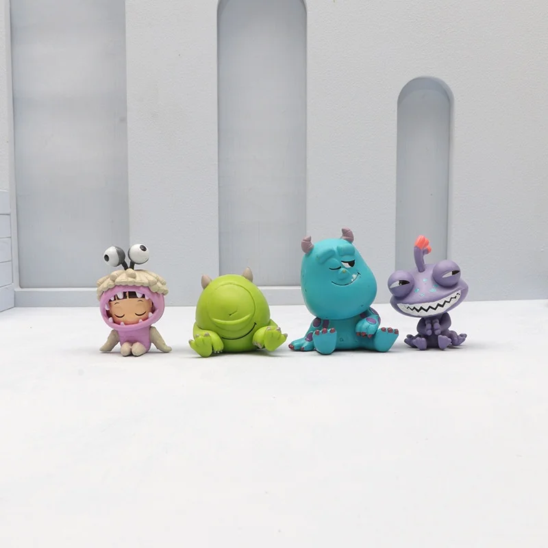 

4pcs/set Disney Monsters University Q Version Sleeping Action Figure Michael Randall Boggs Model Toys Kids Christmas Gift