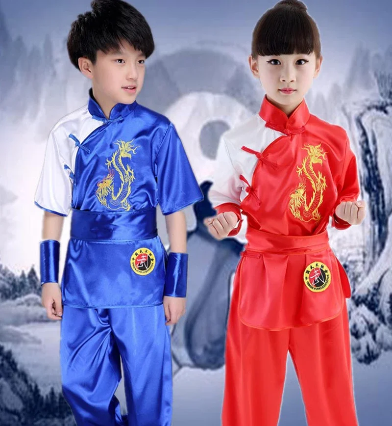 Kinderen Volwassen meisje Taekwondo Dobok Wushu Kostuum Kimono Judo kleding Chinese Kung Fu Pak Tai Chi Kleding Martia  Uniform