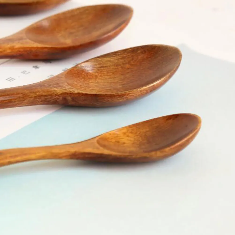 

5Pcs Children Mini Wooden Spoon Lightweight Home Restaurant Kids Tableware Coffee Dessert Kitchen Bar Use