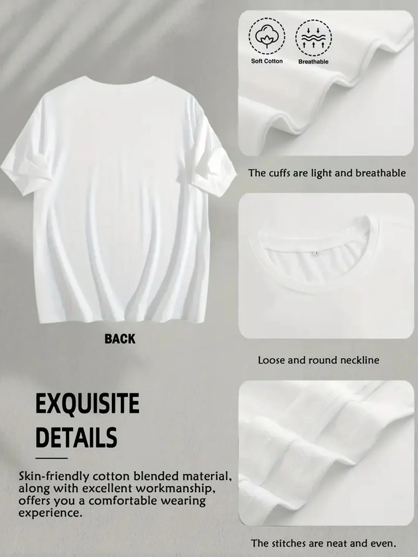 Men's upgraded casual white T-shirt, short-sleeved with the breathable and comfortable "Mike'S Know - It - All Tee" design