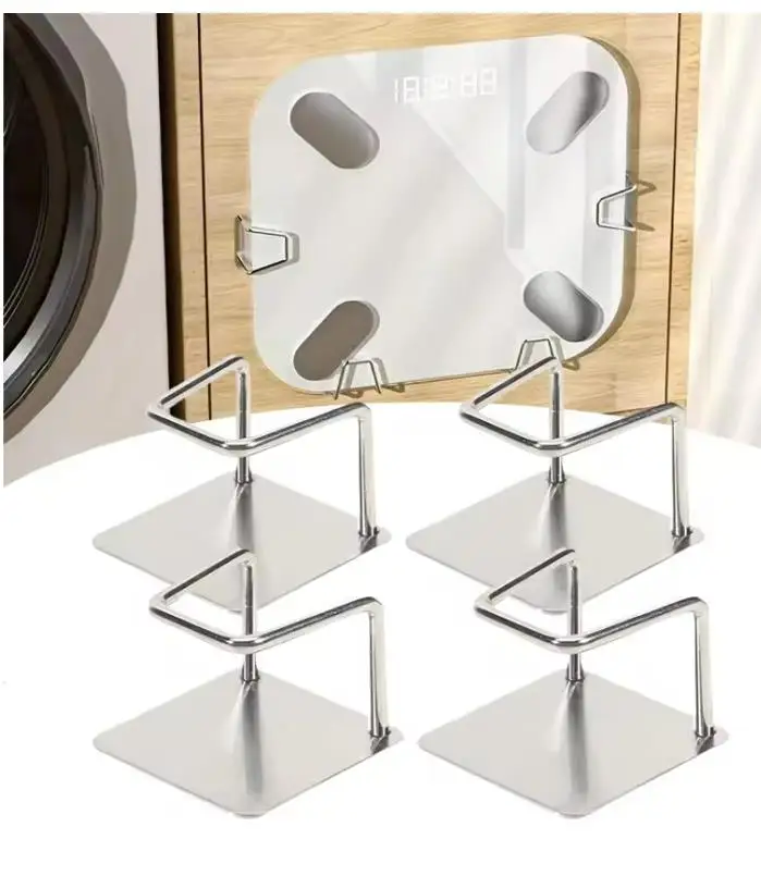 4pcs New Wall Mounted Weight Scale Storage Rack Universal Bracket Traceless Paste Space Saving Design Suitable For Home Bathroom