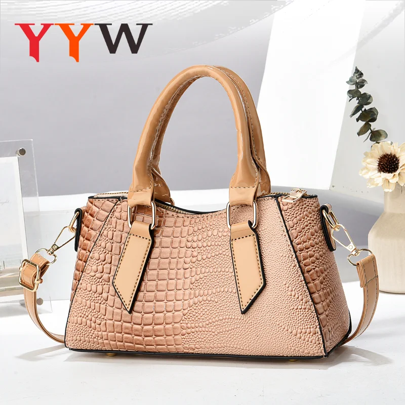 Women Handbags Designer Purses Satchel Totes Top-handle Bag Crocodile Grain Female Crossbody Shoulder Bags For Work Office