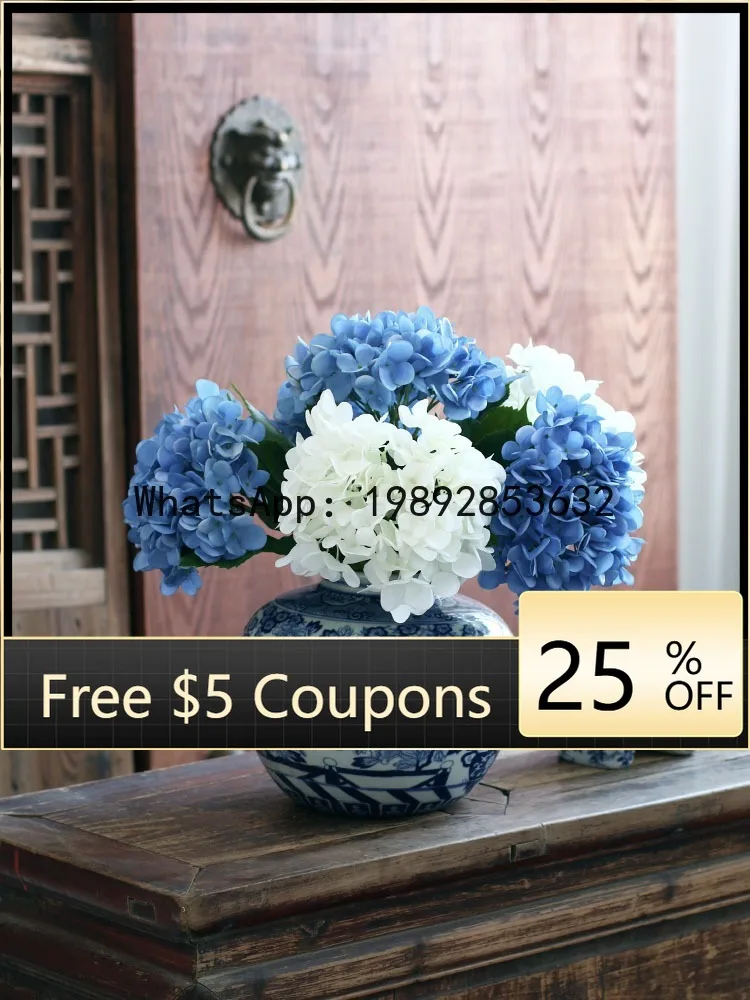

5- Blue and White Porcelain Ceramic Vase Ornament New Chinese Style Living Room Entrance Flower Arrangement Decorative Porcelain