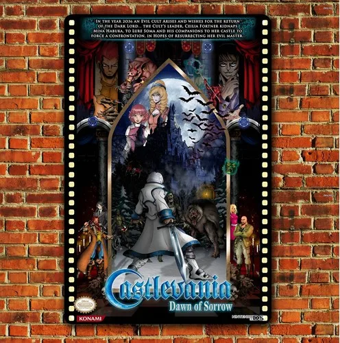 Castlevania Dawn Of Sorrow Video Game Metal Poster Collectable Tin Sign ()  -aluminum