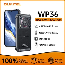 Oukitel WP36 견고한 스마트폰, 10600mAh 6.52 인치 HD + 휴대폰, 16GB 128GB 휴대폰, 안드로이드 13 13MP 카메라