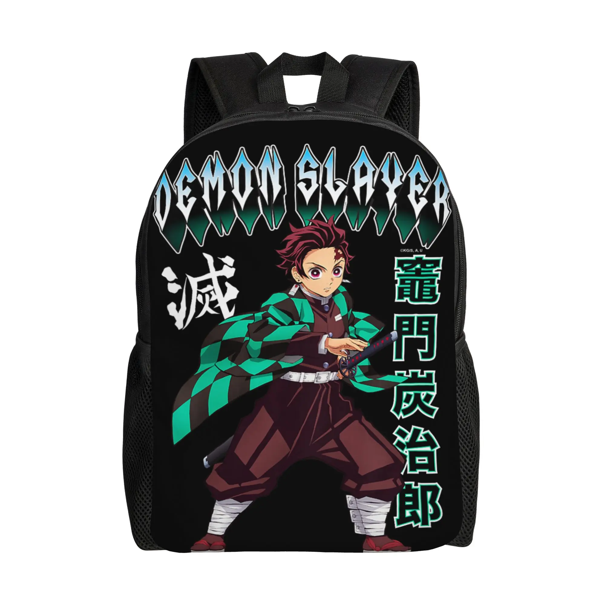 Mochilas Bandai para niños Demon Slayer Kimetsu no Yaiba Tanjiro Kamado Heroic Stance Daypack mochila de viaje con cierre de cremallera