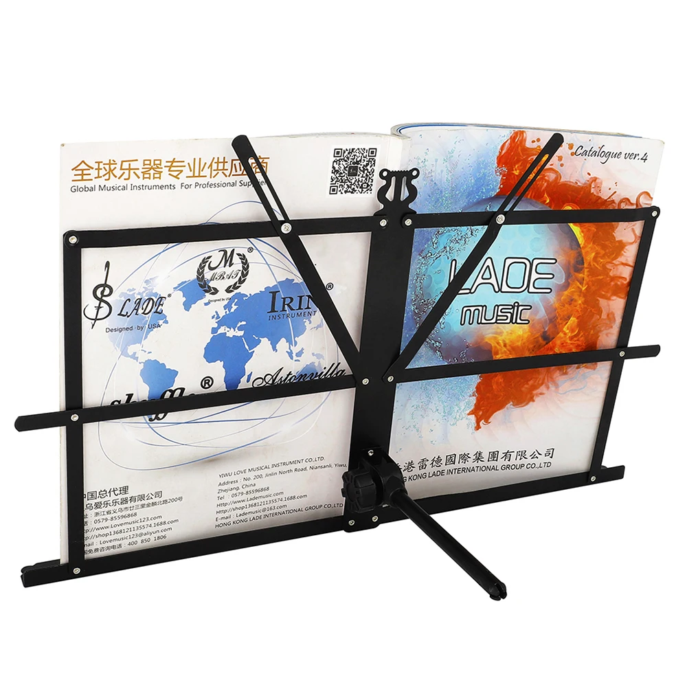 Foldable Music Sheet Tripod Stand Stainless Steel Desktop Music Stand Adjustable Holder with Bag Musical Instrument Accessories