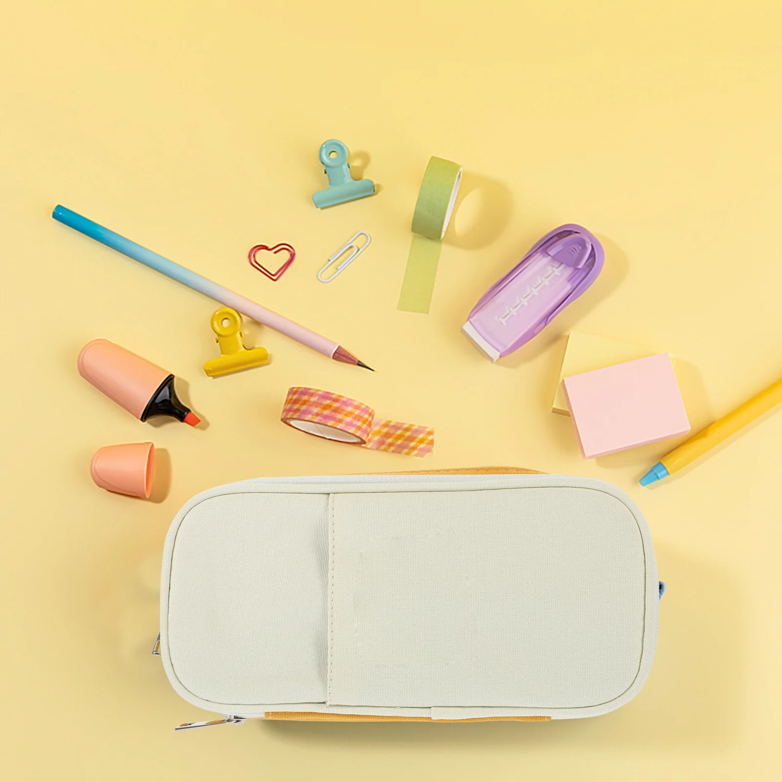 

Large Capacity Pencil Bag Multi-Function Canvas Pencil Case Zipper Pen Storage Pouch for Students Teachers Office Use