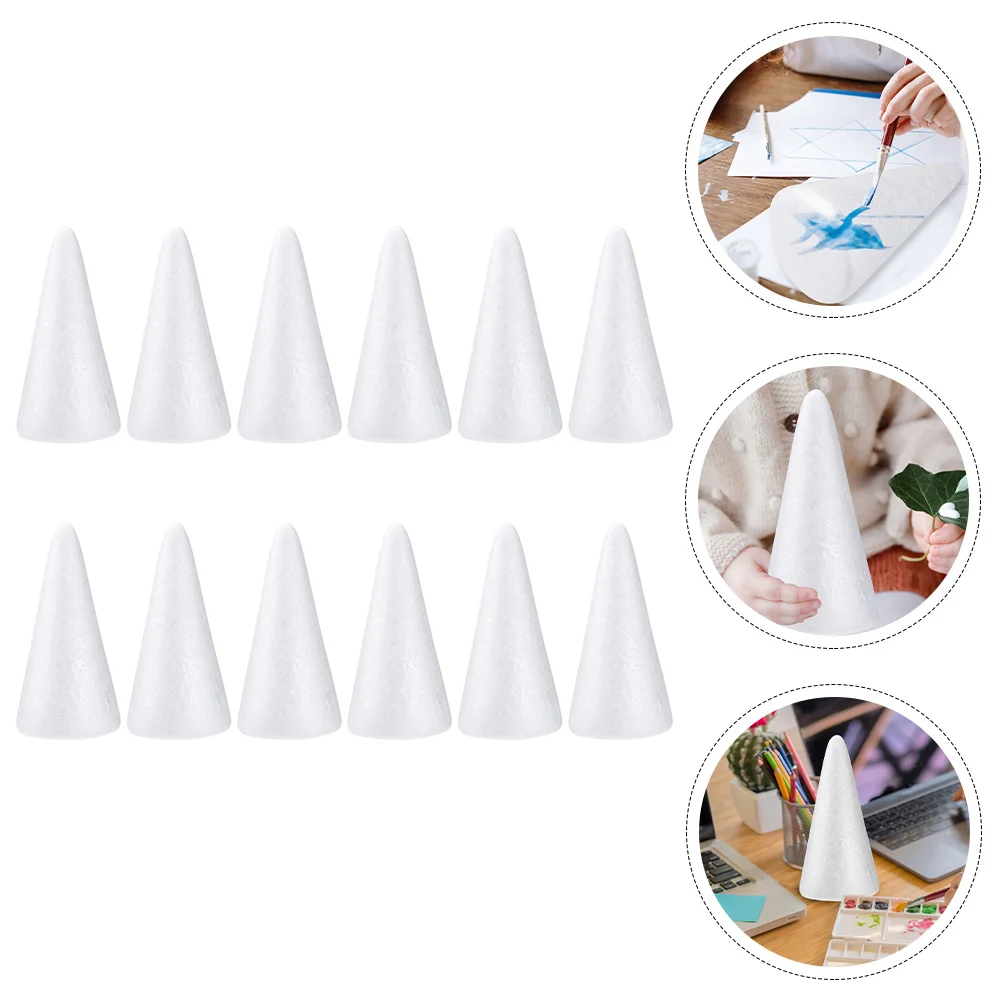 30 Pcs Foam Cone Children's Educational Toy Cone-shaped Foams Decorative Christmas DIY Toys Cones Solid Window Decoration