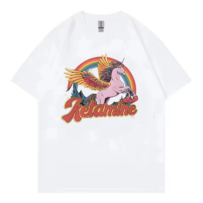 Funny Rainbow Horse T Shirt Casual Cotton Short Sleeve Humor T-Shirt Male Tshirt Crew Neck Summer Harajuku Graphic T Shirts Top