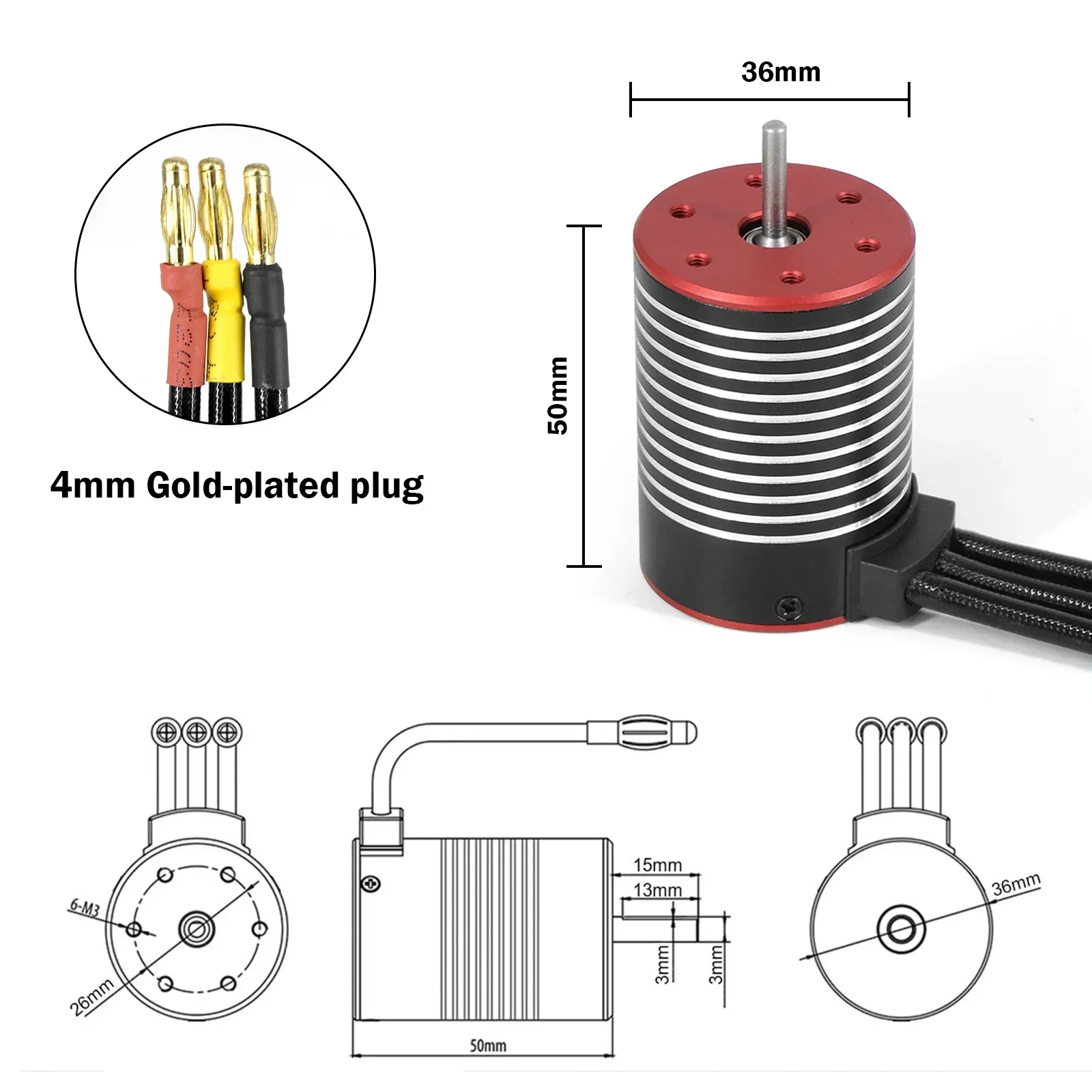 Rc auto wasserdichter bürstenloser motor 3650 3660 3670 für 1/10 1/8 1/12 1/14 1/16 racing crawler boot wltoys 144001 axail wpl spielzeug