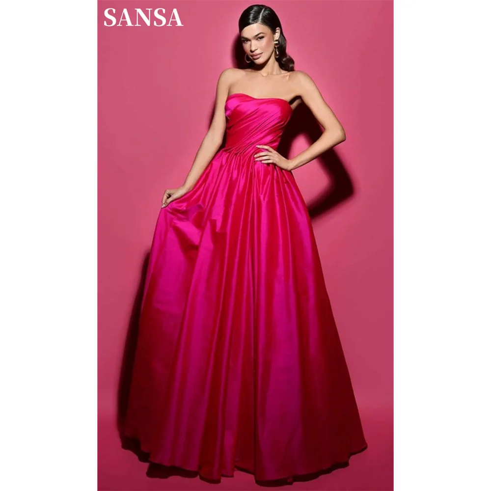 

Sansa Strapless A-line Prom Dresses Floor-Length vestidos de noche Elegant Sleeveless Cascading Ruffle Formal Evening 2024