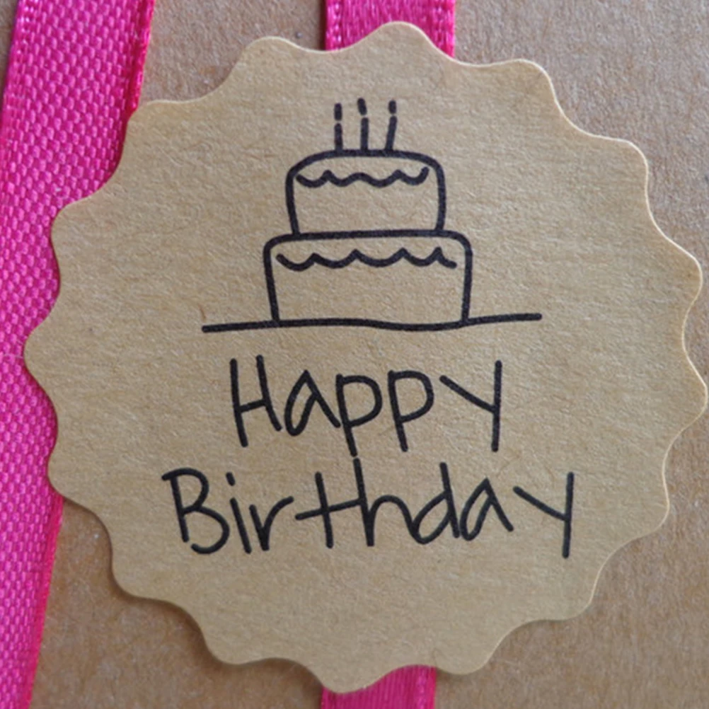 

Birthday Sealing Stickers for Celebration Presents Brown Labels Happy Badge Decorative Tag Envelope