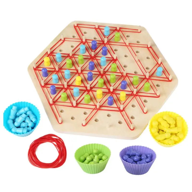 Chain Triangle Chess Game Wood Triangle Strategy Brain Teaser Toy Multi-player Chain Triangle Chess Board Game Desktop Strategy