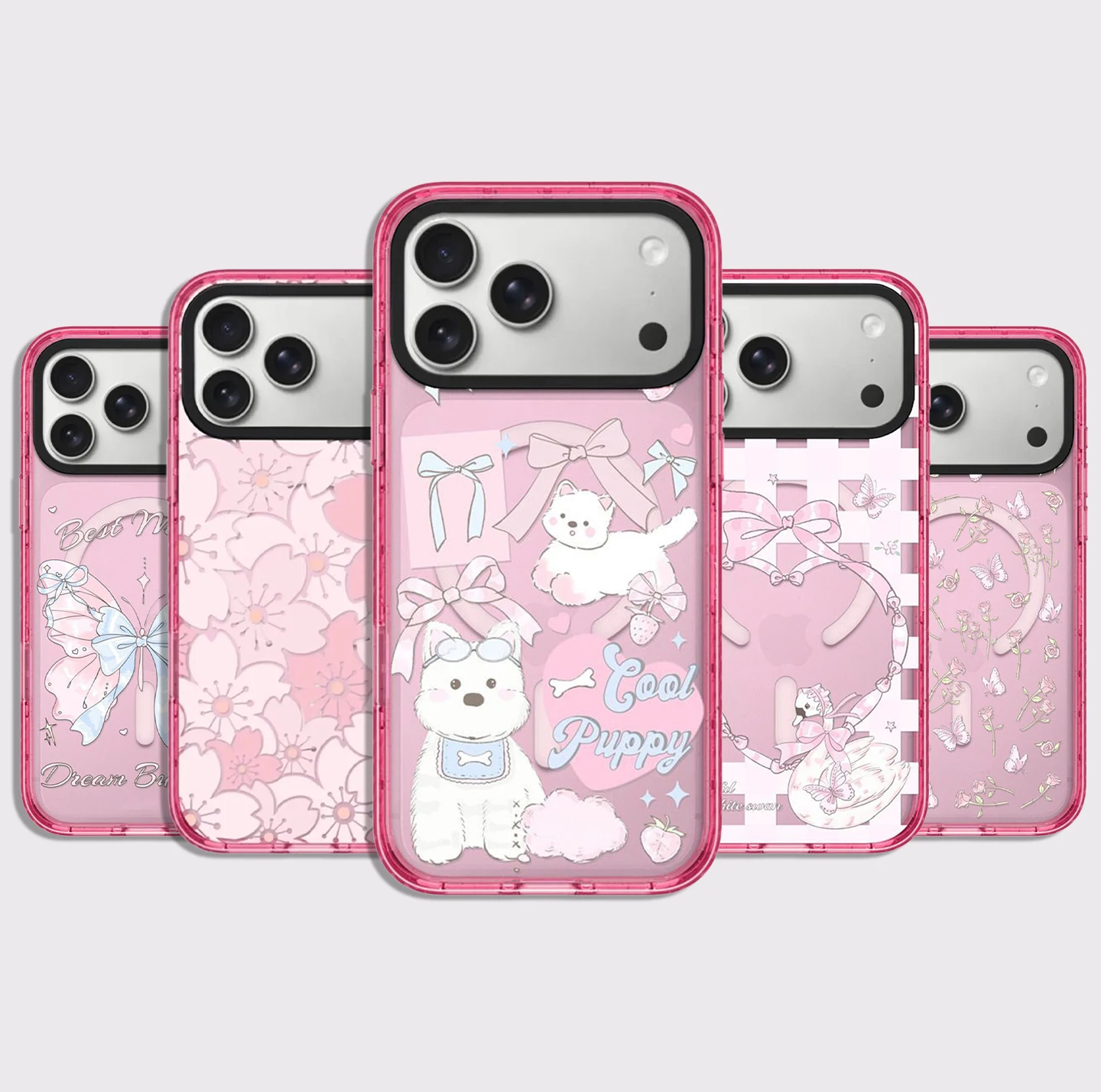 Cartoon Sakura Pink Magnetic Impact Cover for IPhone 12 13 14 15 16 17 Pro Max Case for IPhone 17 Air view 3