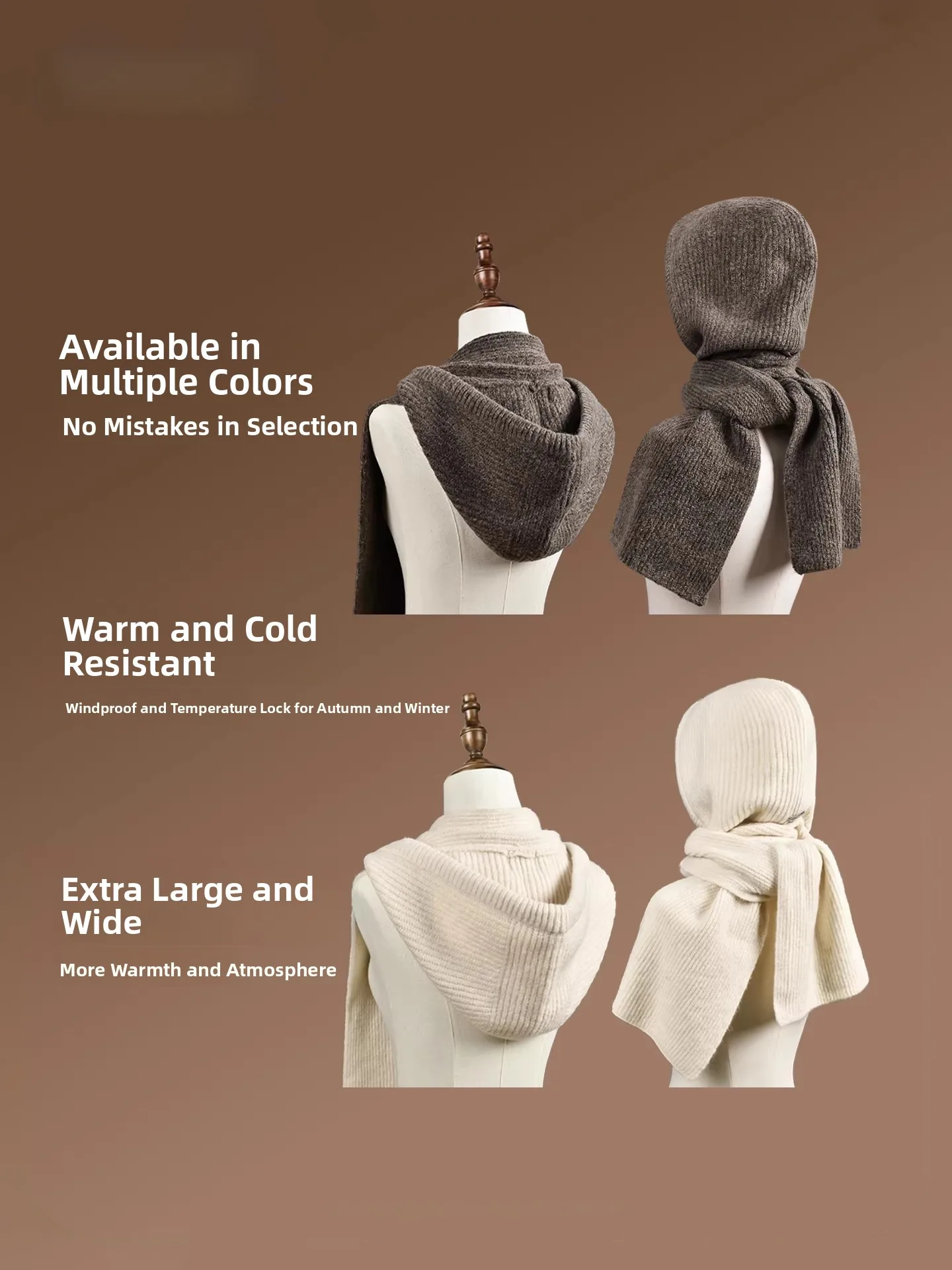 混合ウールニット帽子フード付き屋外防寒スカーフ女性の韓国スタイル二重用途暖かいショルダーショールスカーフ