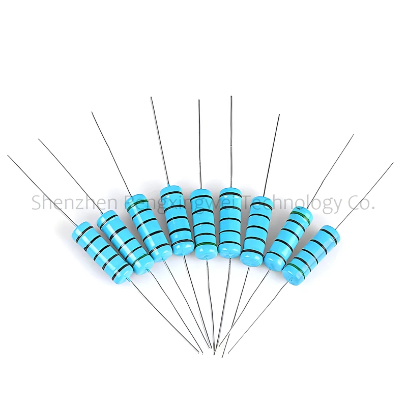 Resistor do filme do metal, 1, 1,2, 1,5, 10, 12, 15, 100, 120, 150 ohms, R K, 1R, 1R2, 1R5, 10R, 12R, 100R, 1K, 10K, 100K, 0.1R-1M, 5W, metal de 1%, 10 PCes