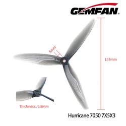 2Pairs Gemfan Hurricane 7050 7X5.0 3-Blade PC Propeller for FPV 6inch Freestyle Long Range Drones DIY Parts 2806.5 2808 Motor