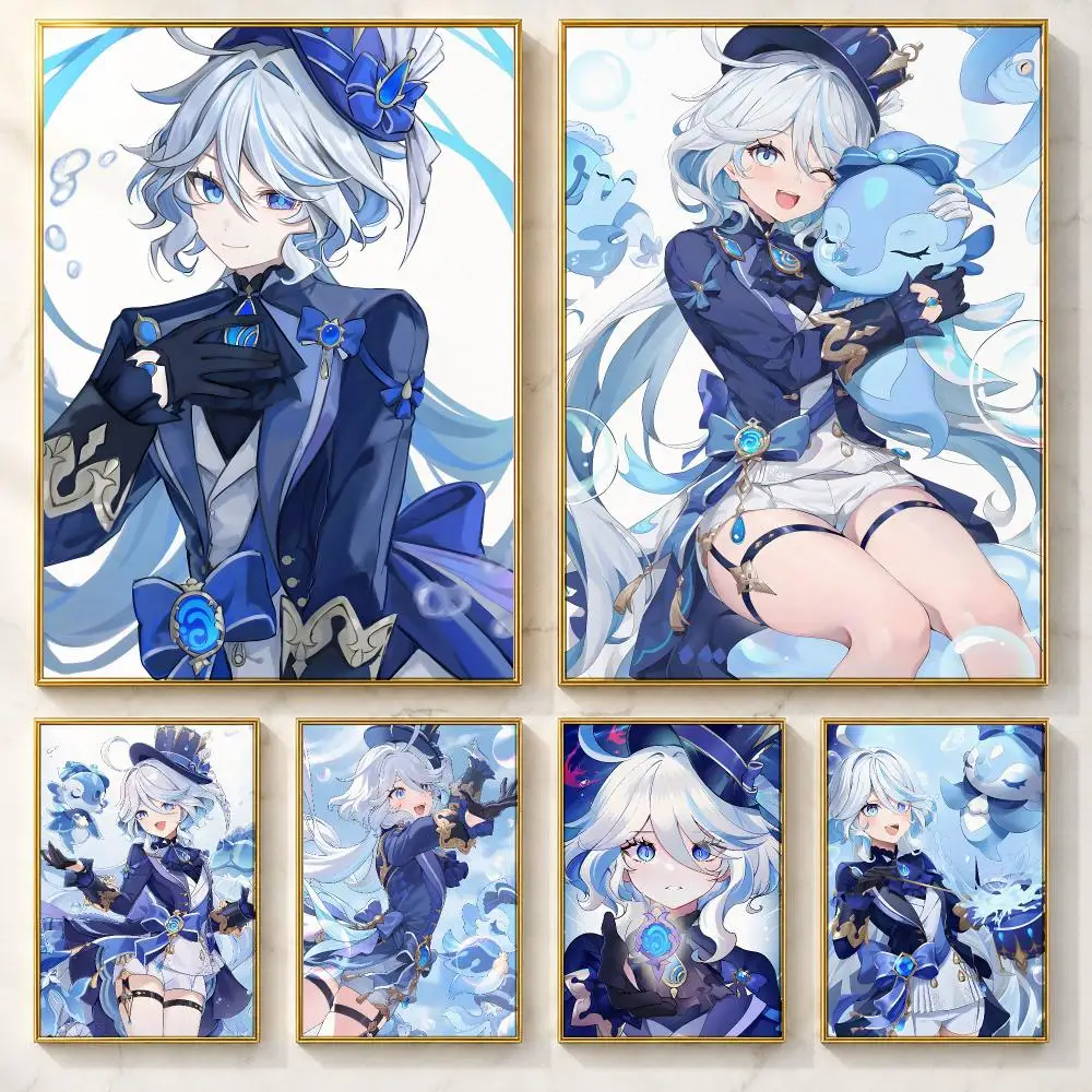 Game Furina G-Genshin Impact Poster Trendy And Easy-to-Apply Wall Art Stickers For Home Decor And Dorm Room Walls