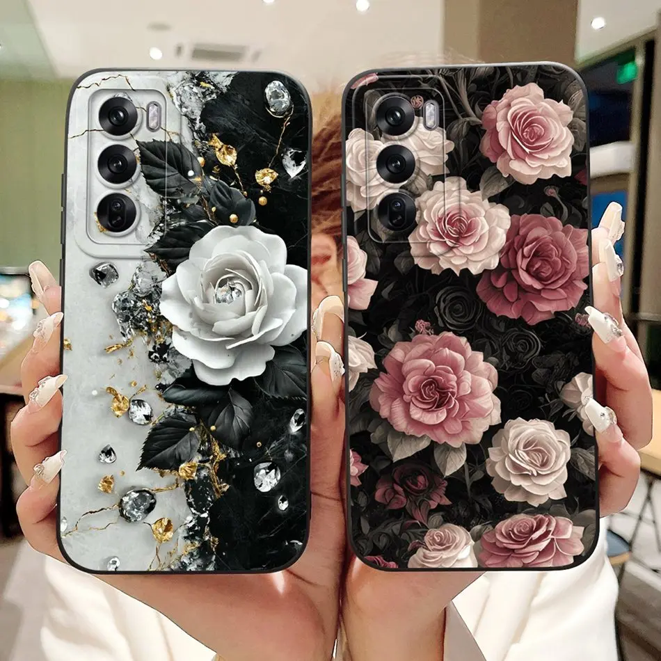 For OPPO Reno12 5G / Reno12 Pro 5G Beautiful Bow Rose Painting Phone Case For Oppo Reno 12 12Pro Soft Silicone Cases
