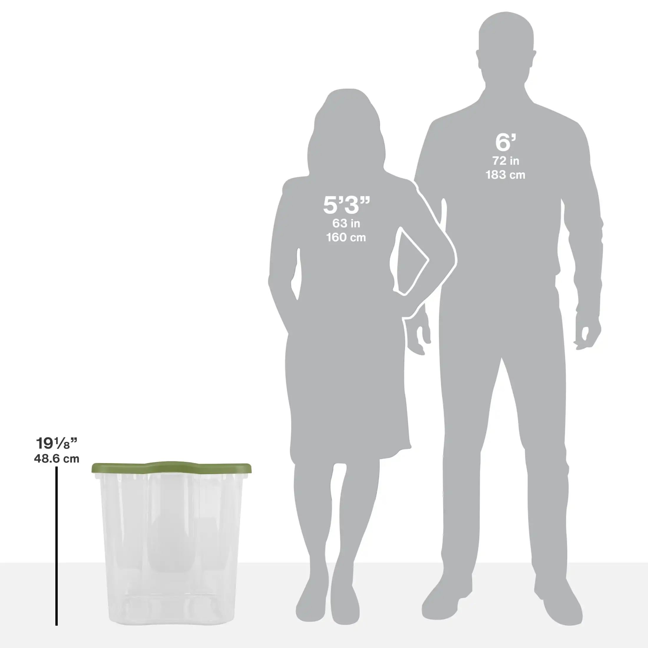 95 Quart Ez Carry, Clear Plastic Storage Bin, Full-Grip Handles, Green