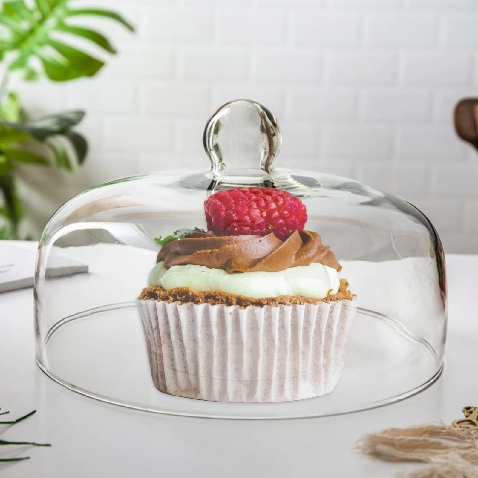 

1Pcs Transparent Glass Cake Cover with Dome for Baking Storage Reusable Food Cover Lead- Clear Safe for Cakes and