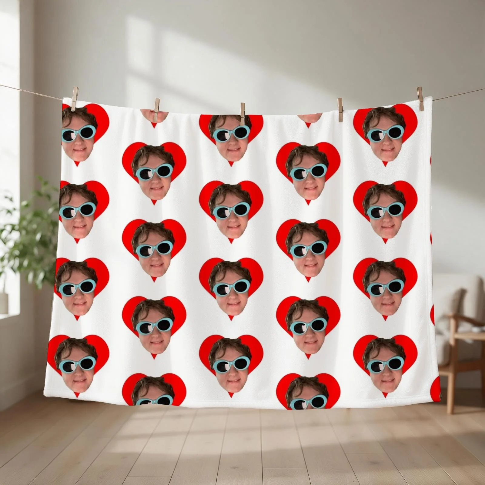 Lewis Capaldi Heart & Sunglasses Throw Blanket couch cozy soft plush fuzzy picnic outdoor blanket