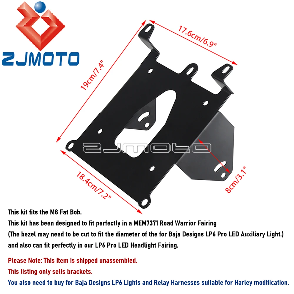 Motorcycle LED Headlight Bracket Combo Kit Front Light Mounting Holder For Harley Softail Fat Bob 114 FXFBS 2018-24 FXFB 2018-19