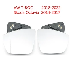 Side Mirror Glass For Skoda Octavia 2014-2017 VW T-ROC 2018-2022 HD With Heating Rearview Mirror Lens Automotive Accessories