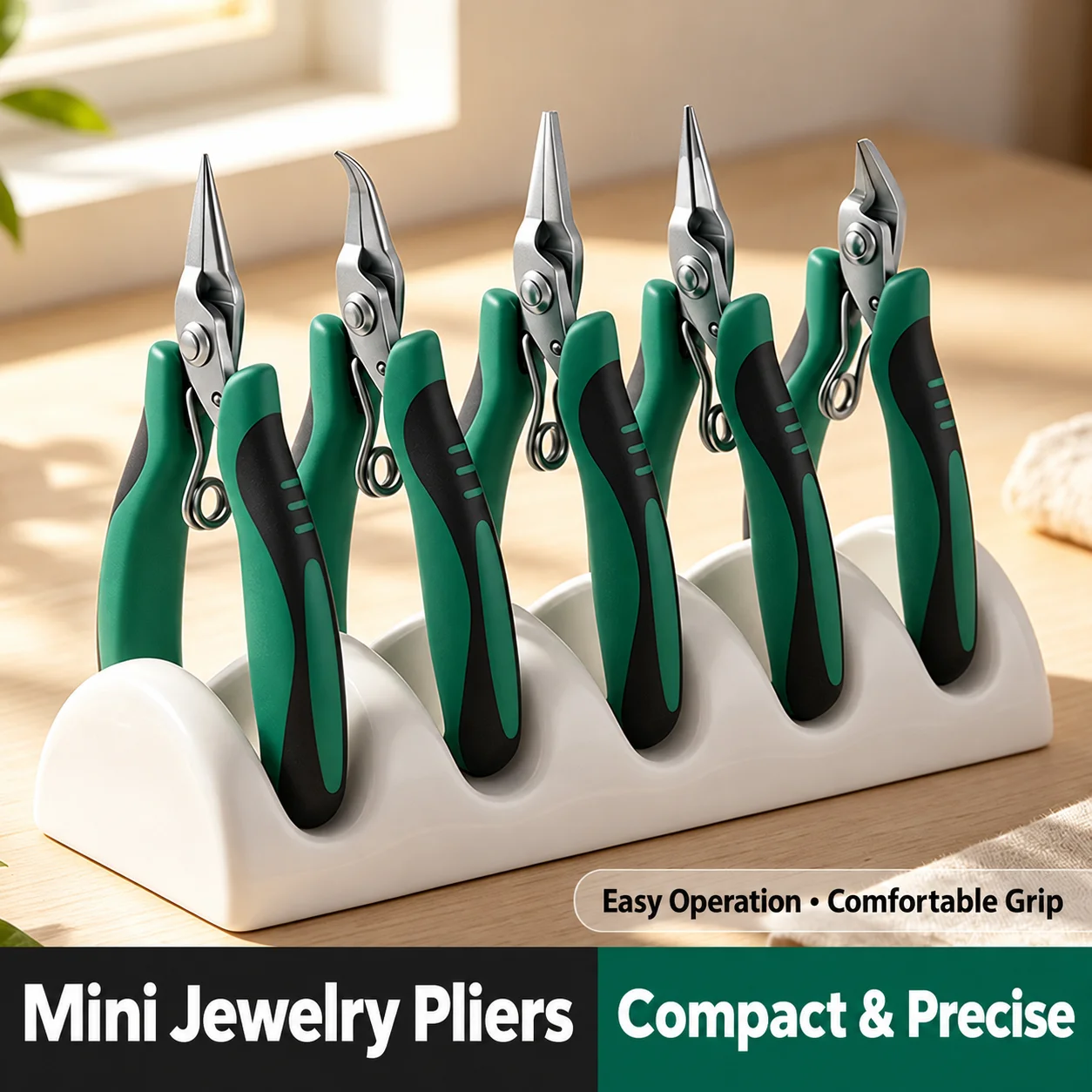 Mini Jewelry Pliers, Stainless Steel Beading Tools with Spring Return for Wire Bending, Cutting and DIY Crafts