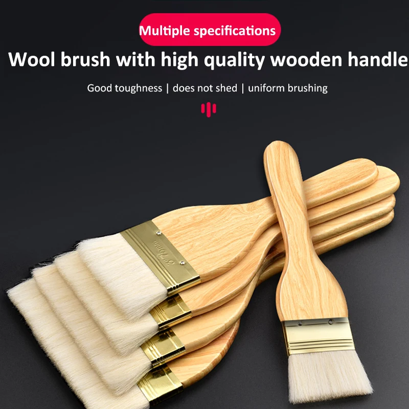 1Pc Paint Brushes with Wooden Handle 1/2/3/4/5/6/8 Inch Soft Hair Painting Brushes for Wall and Furniture Cleaning Painting Tool