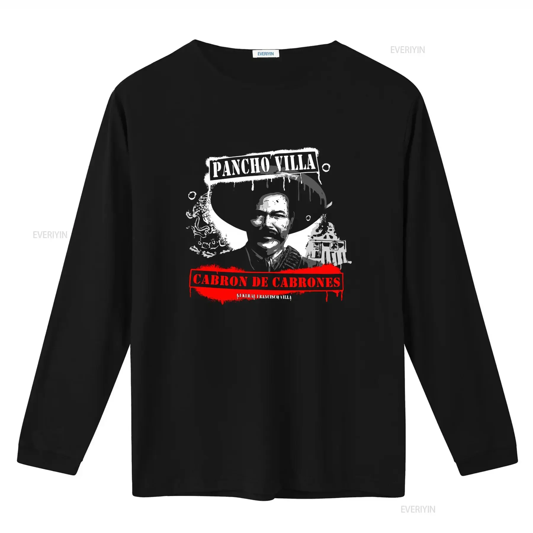 Pancho Villa Cabron De Cabrones Camisa Leyenda Mexicana Revolutionary T Shirt  vintage Washed homme Soft Casual Breathable