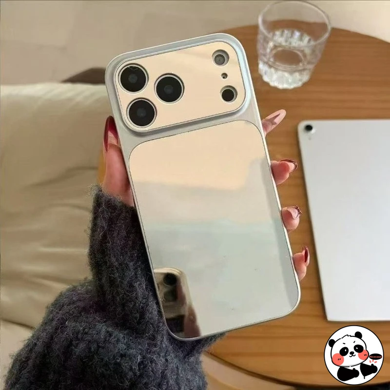 

Simple Silver Mirror Phone Case For Realme 15 15T 14 14T 13 12 Pro Plus Lite GT Neo6 SE GT8 GT7 7T GT6 6T V23 V23i Soft Cover
