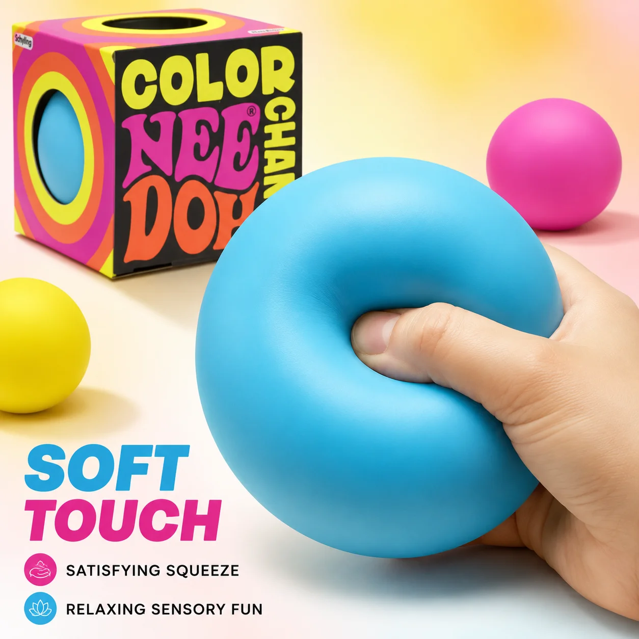 Schylling Needoh Extrude Color Change Fidget Squishy Toy Balls Sensory Stress Relief Anxiety Relief Blind Box Gift Set New