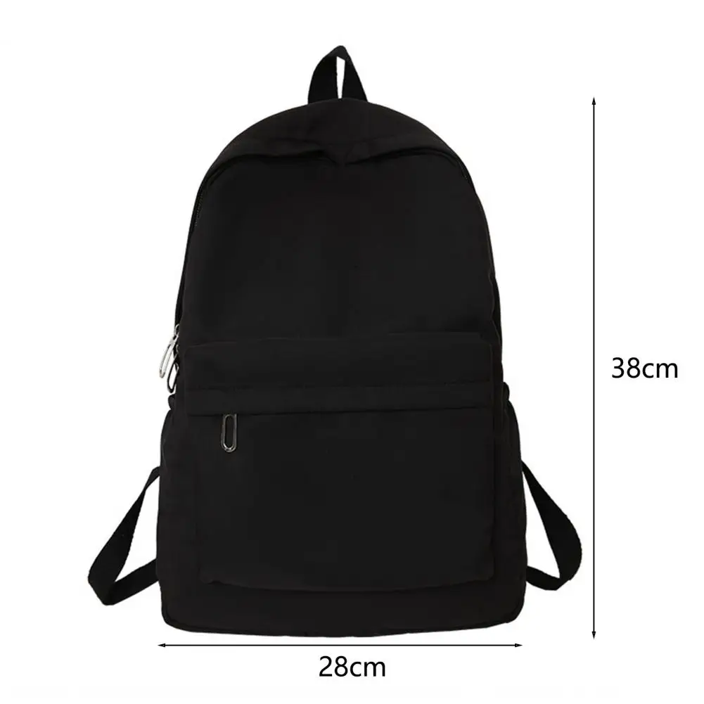 Mochila impermeável de grande capacidade para mulheres, mochila zíper suave, cor sólida, mochila casual para adolescentes, fonte de estudante