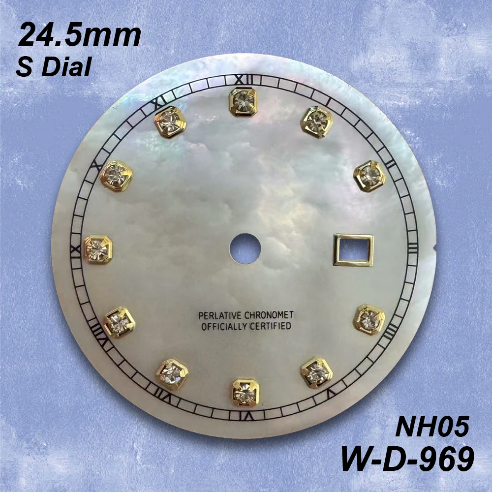 

24.5mm S Logo Shell Dial Fit NH05 Japanese Movement High-Quality Diamond Ladies Watch Modification Accessories